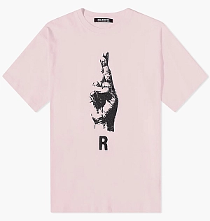 Футболка Raf Simons Oversized Hand Sign Print Tee Pink 231-M119-LP