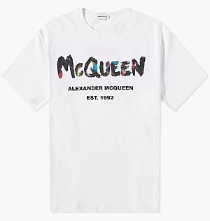 Футболка Alexander McQueen Grafitti Logo Tee White 727285QUZ22-0900