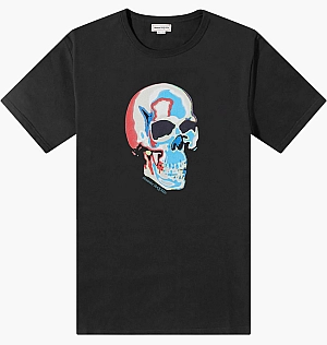 Футболка Alexander McQueen Solarized Skull Print T-Shirt Black 750661QVZ11-0901