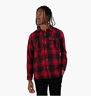 Рубашка Caliber Plaid Flap Pocket Flannel Shirt Red/Black C13162-RED