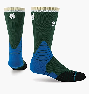 Носки Stance Nba Milwaukee Bucks Logo Crew Basketball Socks Green/Blue M559C5LCBK-GRN