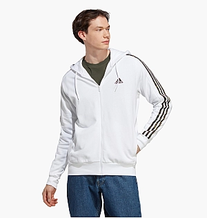 Толстовка Adidas Essentials French Terry 3-Stripes Full-Zip Hoodie White Ic9836