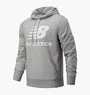 Худи New Balance Essentials Stacked Logo Po Grey Mt03558Ag