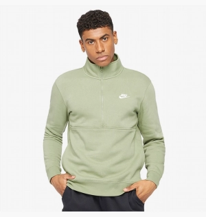 Кофта Nike Sportswear Club Brushed-Back 1/2-Zip Sweatshirt Olive DD4732-386