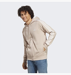 Толстовка Adidas Essentials French Terry 3-Stripes Full-Zip Hoodie Beige Ic9839