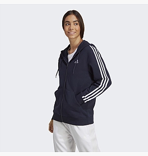 Толстовка Adidas Essentials 3-Stripes French Terry Regular Full-Zip Hoodie Blue IC9918