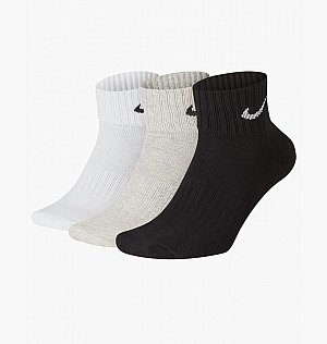Шкарпетки Nike Cushion Quarter Training 3-Pack Black/Grey/White SX4926-901