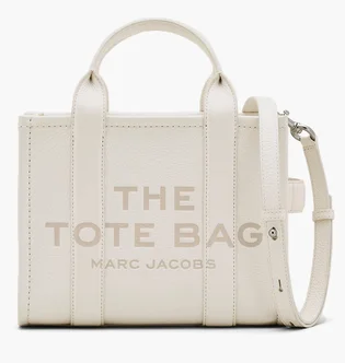 Сумка жіноча Marc Jacobs The Leather Small Tote Bag Beige H009L01SP21-COTTON-SILVER-64209