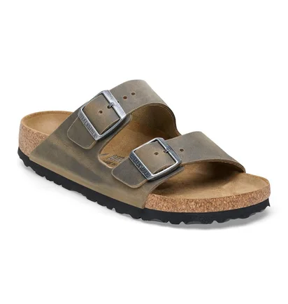 Тапочки женские BIRKENSTOCK Arizona Oiled Leather Faded Khaki Narrow Fit Olive 1027039