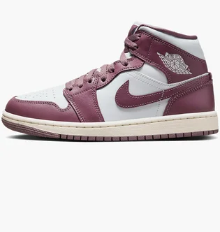 Кроссовки женские Air Jordan 1 Mid Shoes White/Bordo BQ6472-050