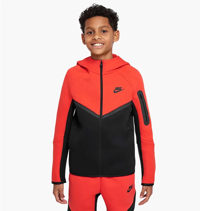 Толстовка детская Nike Sportswear Tech Fleece Red/Black HV5867-011