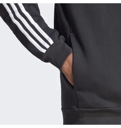 Толстовка чоловіча Adidas Essentials Fleece 3-Stripes Full-Zip Hoodie Black IB4029
