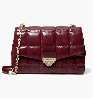 Сумка жіноча Michael Kors Soho Large Quilted Crinkled Leather Shoulder Bag Bordo 30F0L1SL3Y-DK-BERRY-13791