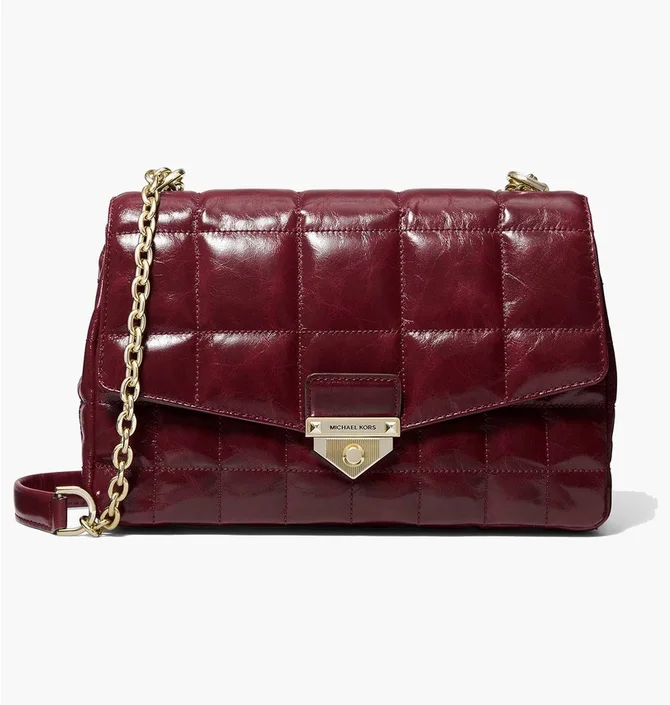 Сумка женская Michael Kors Soho Large Quilted Crinkled Leather Shoulder Bag Bordo 30F0L1SL3Y-DK-BERRY-13791