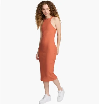 Платье женское Nike Sportswear Chill Rib Slim Sleeveless Midi Dress Orange FN3679-825