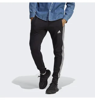 Штаны мужские Adidas Essentials French Terry Tapered Cuff 3-Stripes Pants Black Ha4337