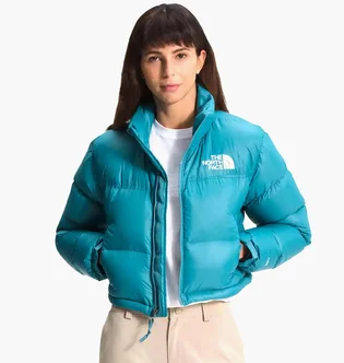 Пуховик жіночий The North Face Print Nuptse Short Light Blue NF0A5GGE-4Y3