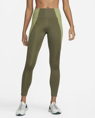 Легінси жіночі Nike Air Fast WomenS Mid-Rise 7/8 Running Leggings With Pockets Olive DQ6685-222