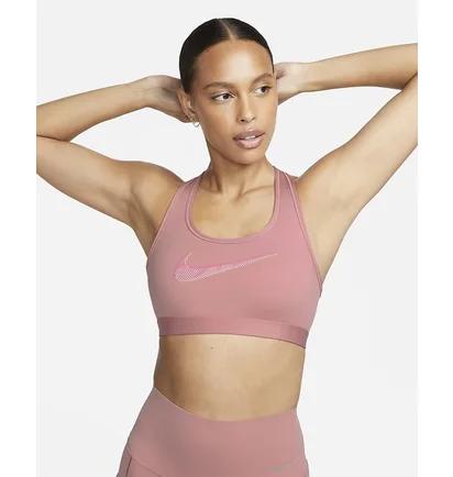 Топ женский Nike Swoosh Medium Support Pink FB4124-618