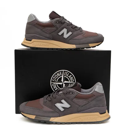 Кроссовки мужские New Balance 998 Miusa Stone Island Raso Gommato Brown U998PR
