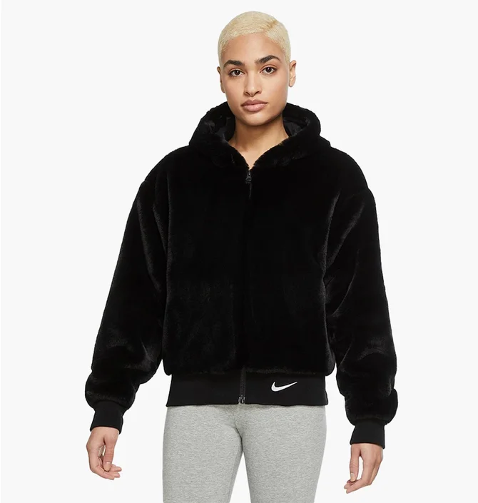 Куртка женская Nike Sportswear Essentials Faux Fur Jacket Black Dd5116-010