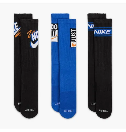 Носки Nike Everyday Plus Crew (3 шт) Black/Blue HJ9339-902