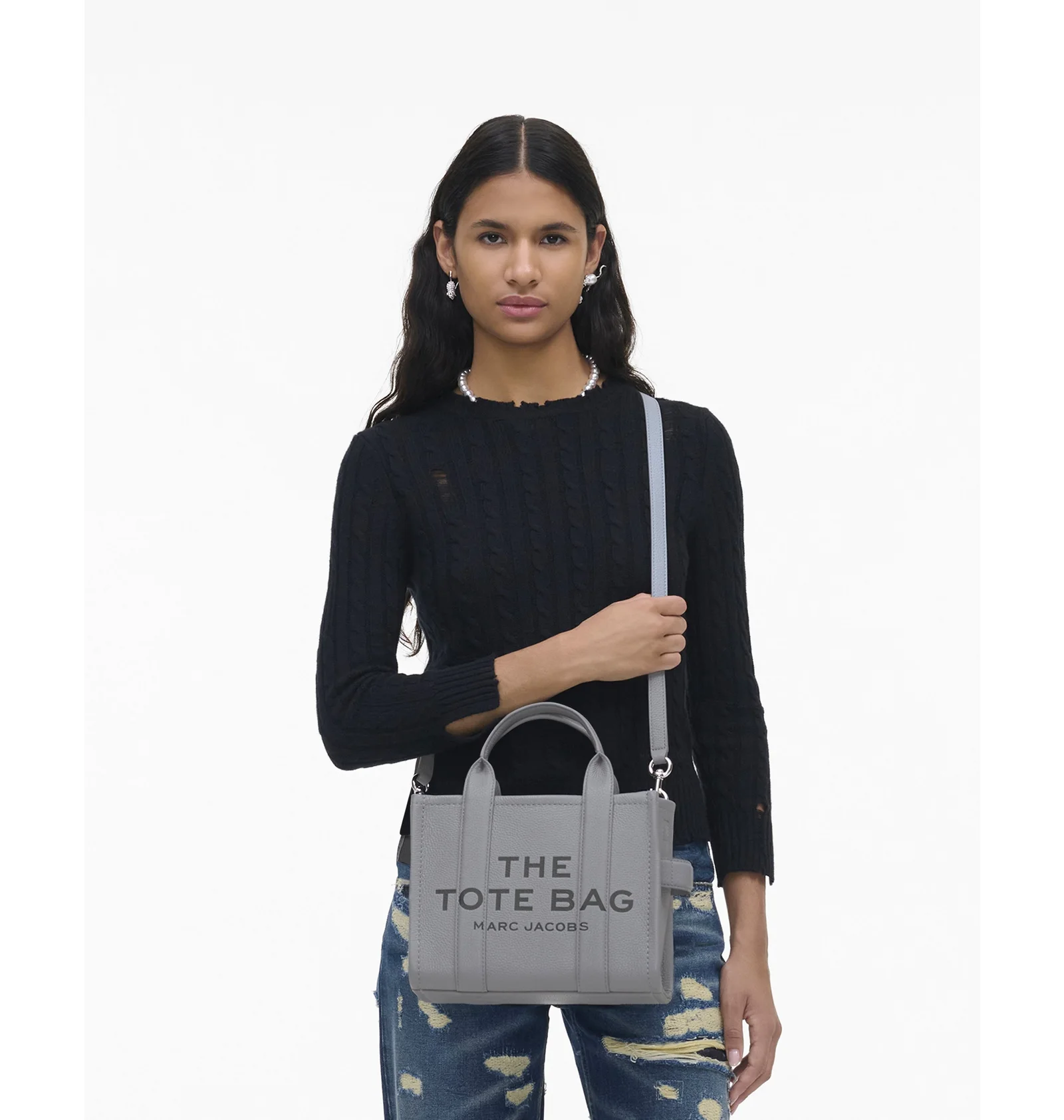 ᐉ Сумка жіноча Marc Jacobs The Leather Small Tote Bag Grey