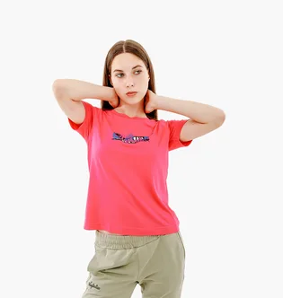 Футболка жіноча AUSTRALIAN Logo Flowers Tee Jersey V Orange LSDTS0027-227