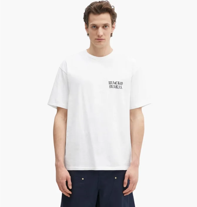 Футболка унісекс wacko maria Washed Heavy White 24FW-WMT-WT02