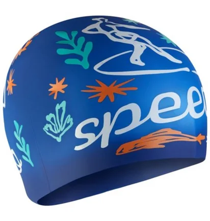 Шапочка для плавання дитяча Speedo Slogan Prt Cap Ju/Jf/Jm Blue 8-0838616700