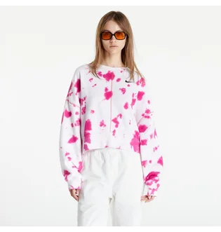 Кофта женская Nike Sportswear Oversized Fleece Tie-Dye Crew Sweatshirt White/Pink DM6357-621