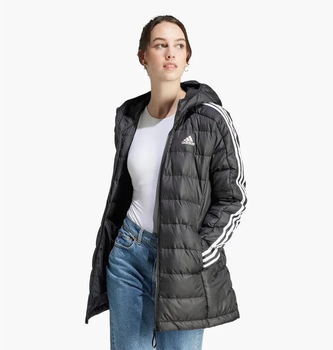 Парка жіноча Adidas Essentials 3-Stripes Light Down Hooded Parka Black HZ4428