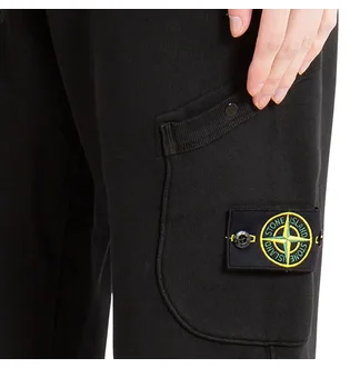 Штани чоловічі Stone Island Organic Cotton Diagonal Fleece Old Effect Cargo Black 811561141-V0029