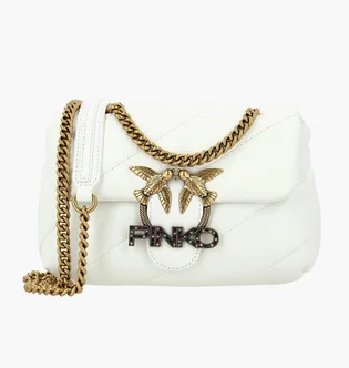 Сумка жіноча Pinko Leather Messenger Bag Love Mini Puff Jewel - Crossbody Bag White 1P222X-Y6Y3