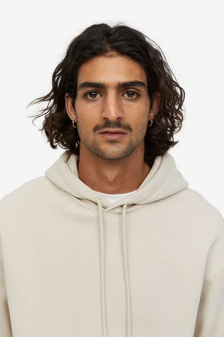 Худи мужские H&M Relaxed Fit Hoodie Beige 970819060