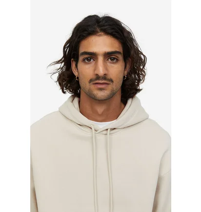 Худи мужские H&M Relaxed Fit Hoodie Beige 970819060