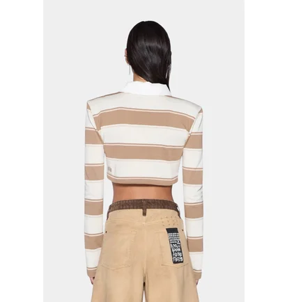 Поло жіноче Ksubi Academy Ls Polo Shirt Tan Stripe Beige WSP26FT012