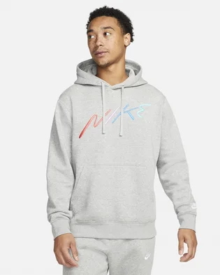 Худи мужское Nike Club Fleece MenS Brushed-Back Graphic Hoodie Grey FB7488-063