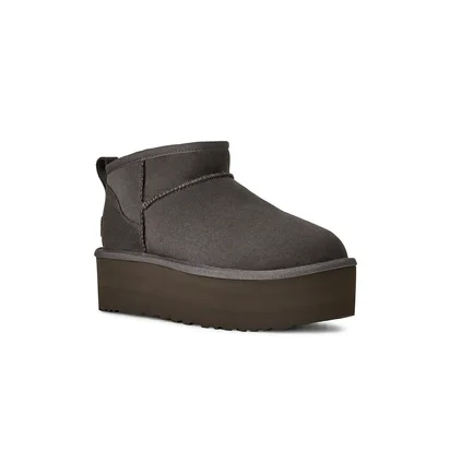 Угги женские UGG Classic Ultra Mini Platform Grey 1135092-CHRC