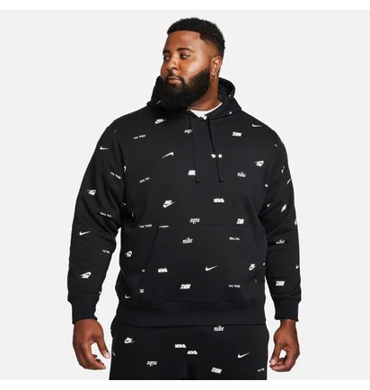 Худі чоловіче Nike Club Aop Po Hoody Black FB7434-010