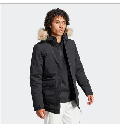 Парка мужская Adidas Hooded Fur Parka Black IK0553
