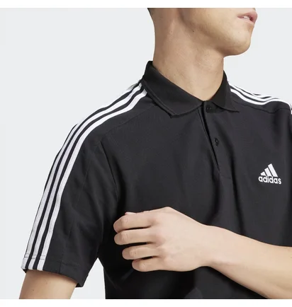 Поло мужское Adidas Essentials Piqué Embroidered Small Logo 3-Stripes Polo Shirt Black Ic9310