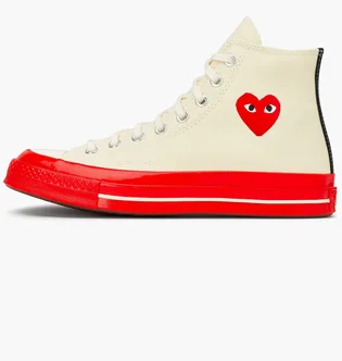 Кеды унисекс Comme des Garcons Play X Chuck 70 High Shoes Egret/Red Beige A01794C
