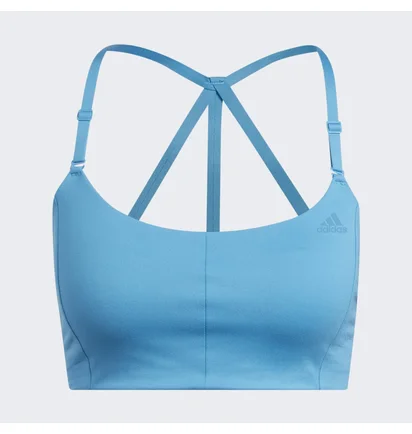 Топ женский Adidas Yoga Studio Light-Support 3-Stripes Bra Blue Hh9127