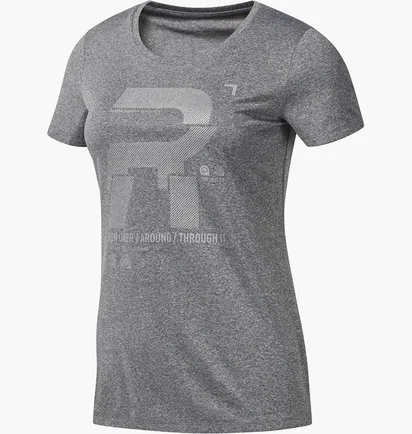Футболка женская Reebok Reflective Graphic Short Sleeve Running Top Grey D78939