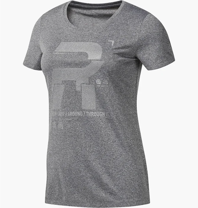 Футболка женская Reebok Reflective Graphic Short Sleeve Running Top Grey D78939
