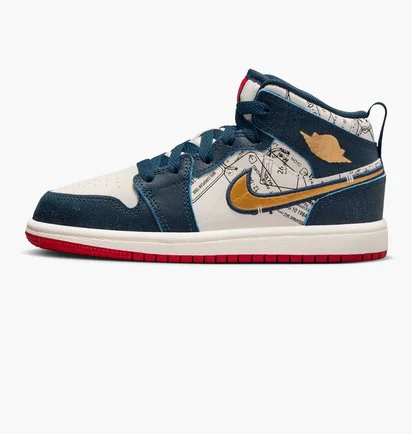 Кроссовки детские Air Jordan 1 Mid Se Ps Beige/Blue FN1352-400