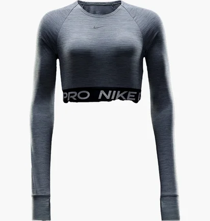 Топ женский Nike Pro Dri-Fit Cropped Long-Sleeve Top Grey FV5484-084