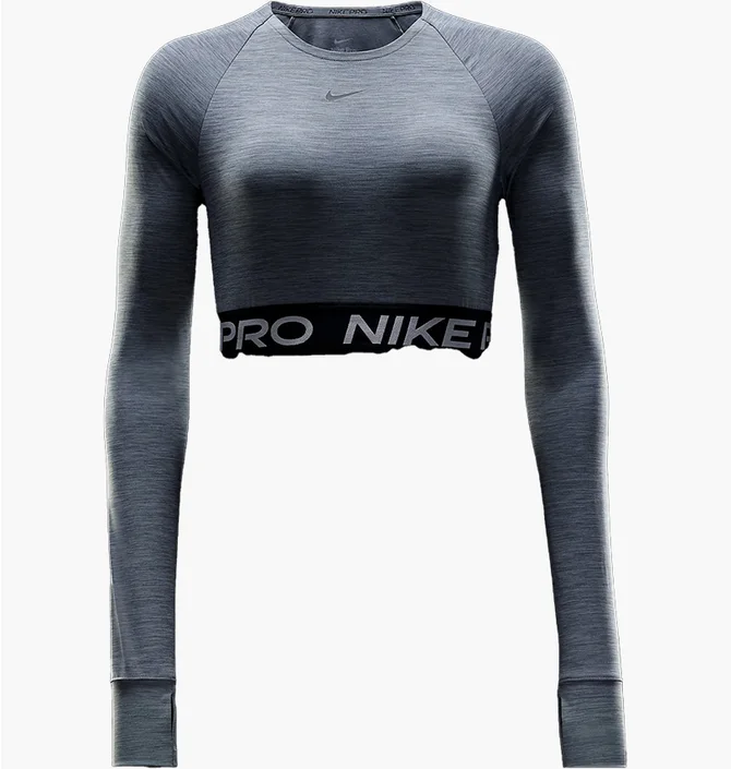 Топ женский Nike Pro Dri-Fit Cropped Long-Sleeve Top Grey FV5484-084