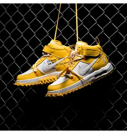 Кроссовки мужские Nike X Off-White™ Air Force 1 Mid Sp Lthr Yellow/White DR0500-101